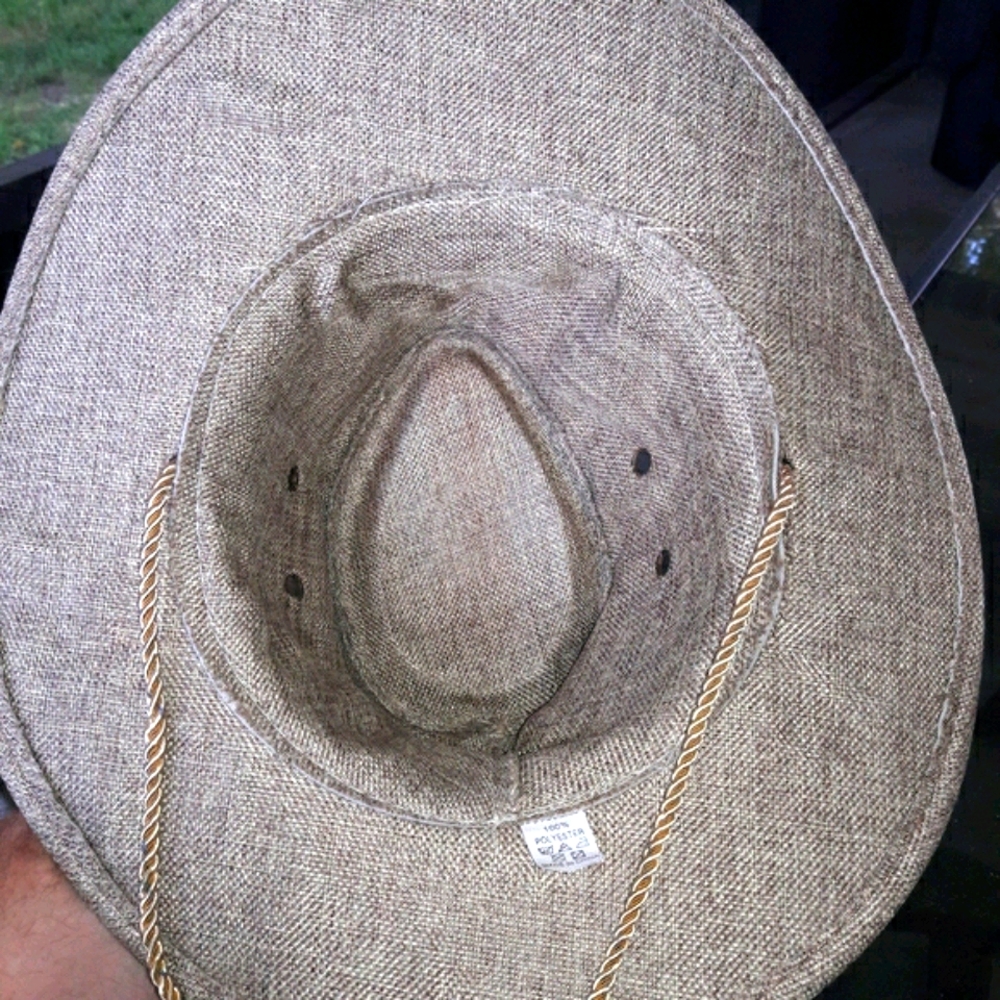 Aussie Outback Brown Canvas Hat w Draw strings and - Picture 7 of 7